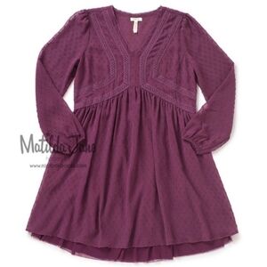 Matilda Jane Festive Fancy Dress Purple Women's XS Knub Texture Sheer Sleeve EUC